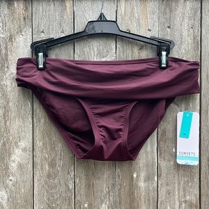 Sunsets California Rosewood Unforgettable Bikini Bottom,Size Medium,NWT